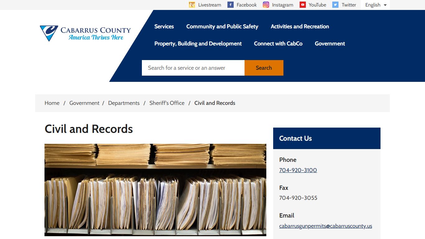 Records and Civil - Cabarrus County