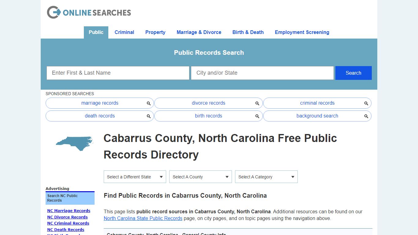 Cabarrus County, North Carolina Public Records Directory